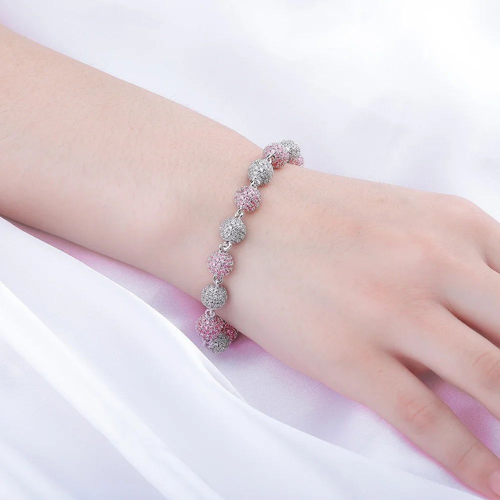 TOPGRILLZ 6mm8mm Big Round Ball Bracelet with Pearl Hip Hop Bracelet Iced Out CZ Gold Color Bracelet Punk Bling Jewelry For Gift