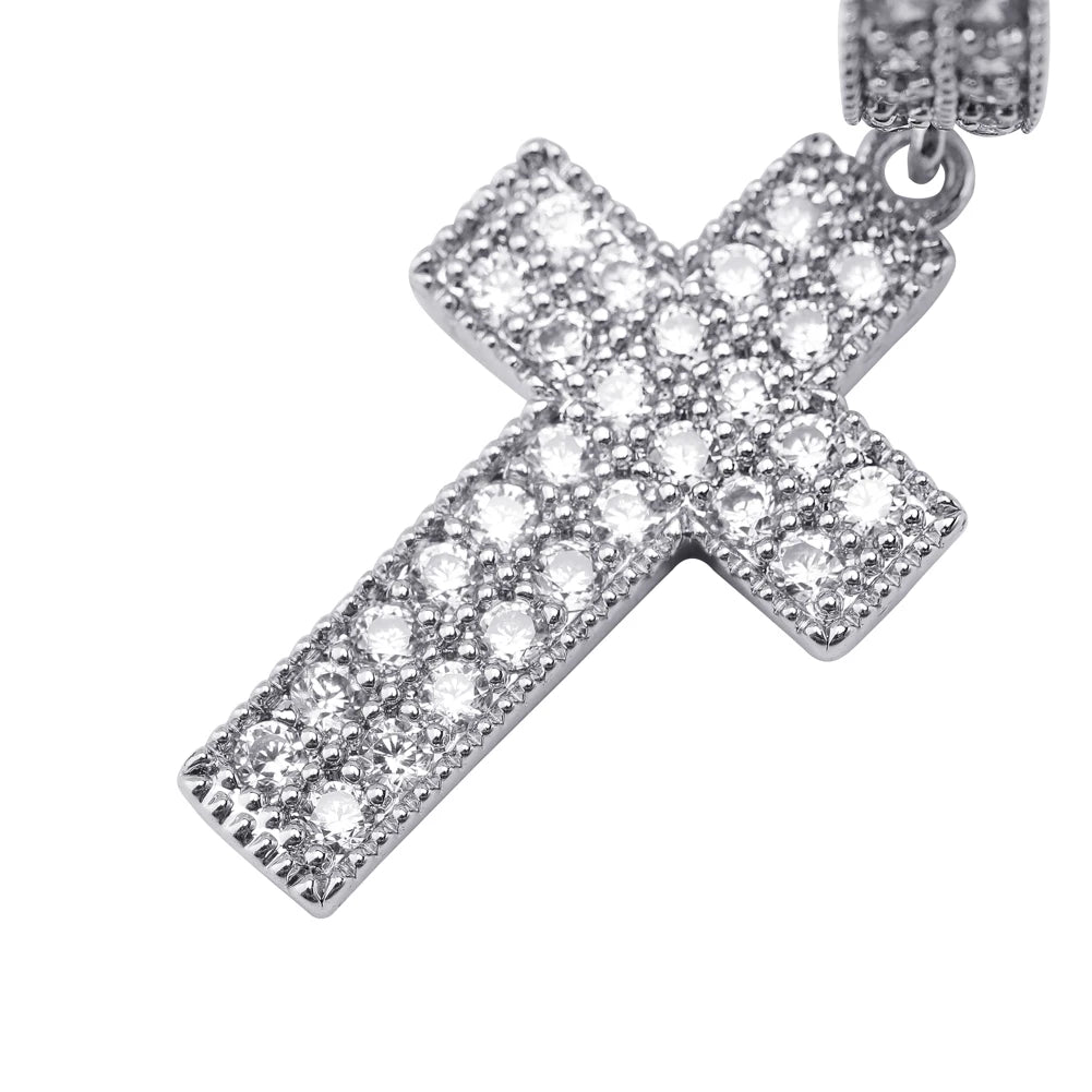 TOPGRILLZ Cubic Zirconia Bling Iced Cross Earring Gold Silver Color Copper Material Earrings for Men Women Hip Hop Rock Jewelry