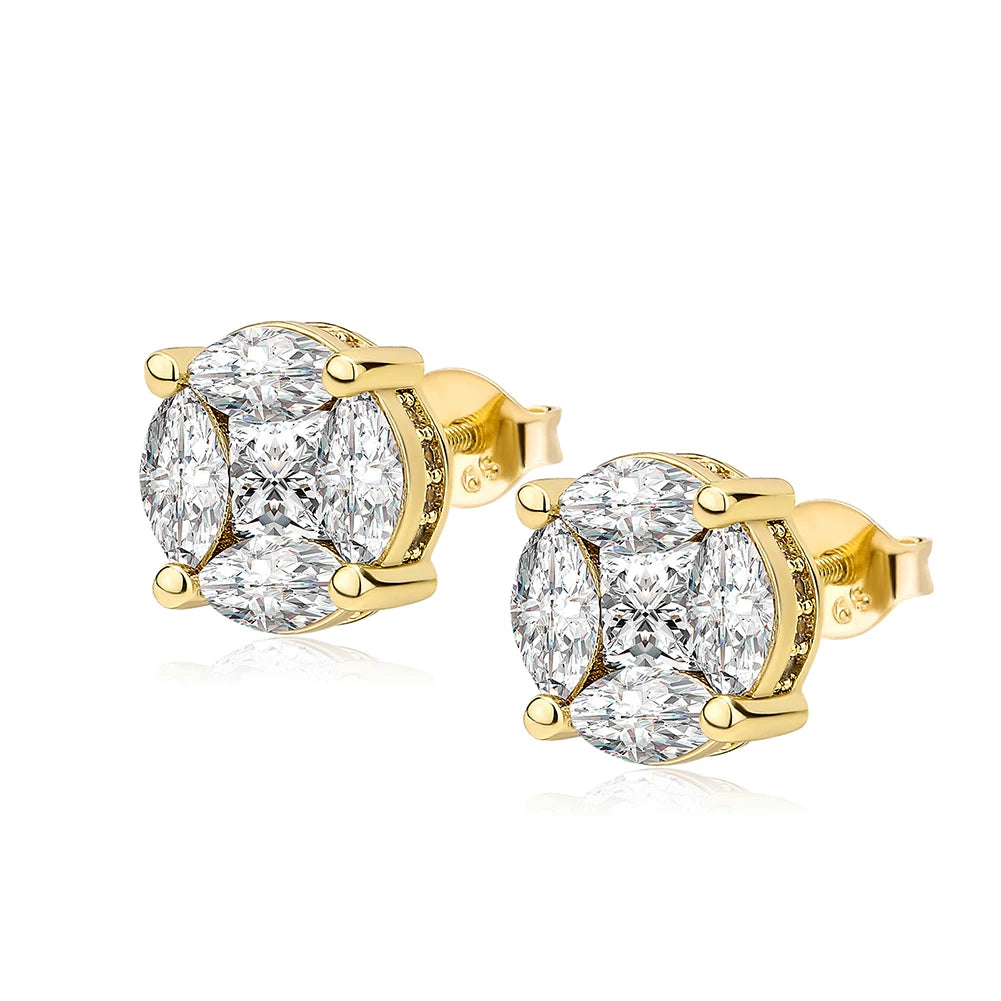 TOPGRILLZ New Round Stud Earrings Iced Prong Setting Cubic Zirconia Earrings For Women 2021 Classic Jewelry For Birthday Gift