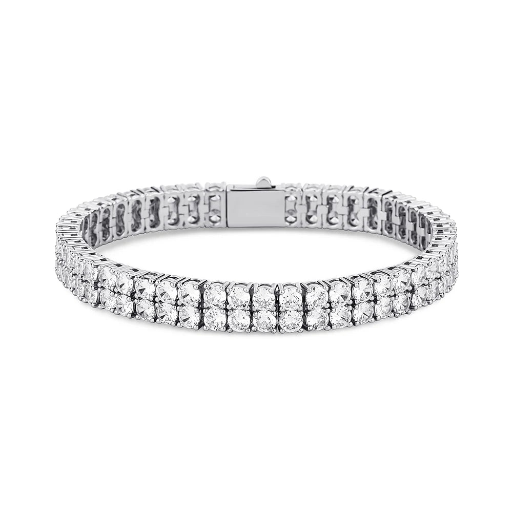 TOPGRILLZ 3MM/4MM 2 Row Cubic Zirconia Tennis Chain Bracelet with New Spring Clasp Bling Iced Out CZ Jewelry Gift For Men
