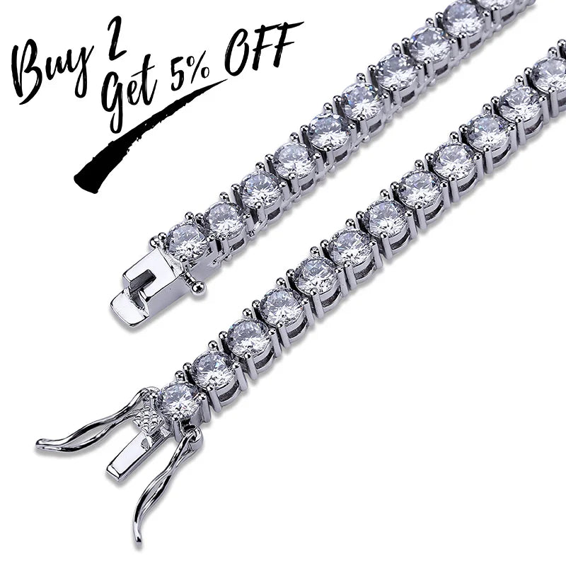 TOPGRILLZ 5MM Iced Out Bling AAA Zircon 1 Row Tennis Chain Necklace Men Hip Hop Jewelry Dropshipping