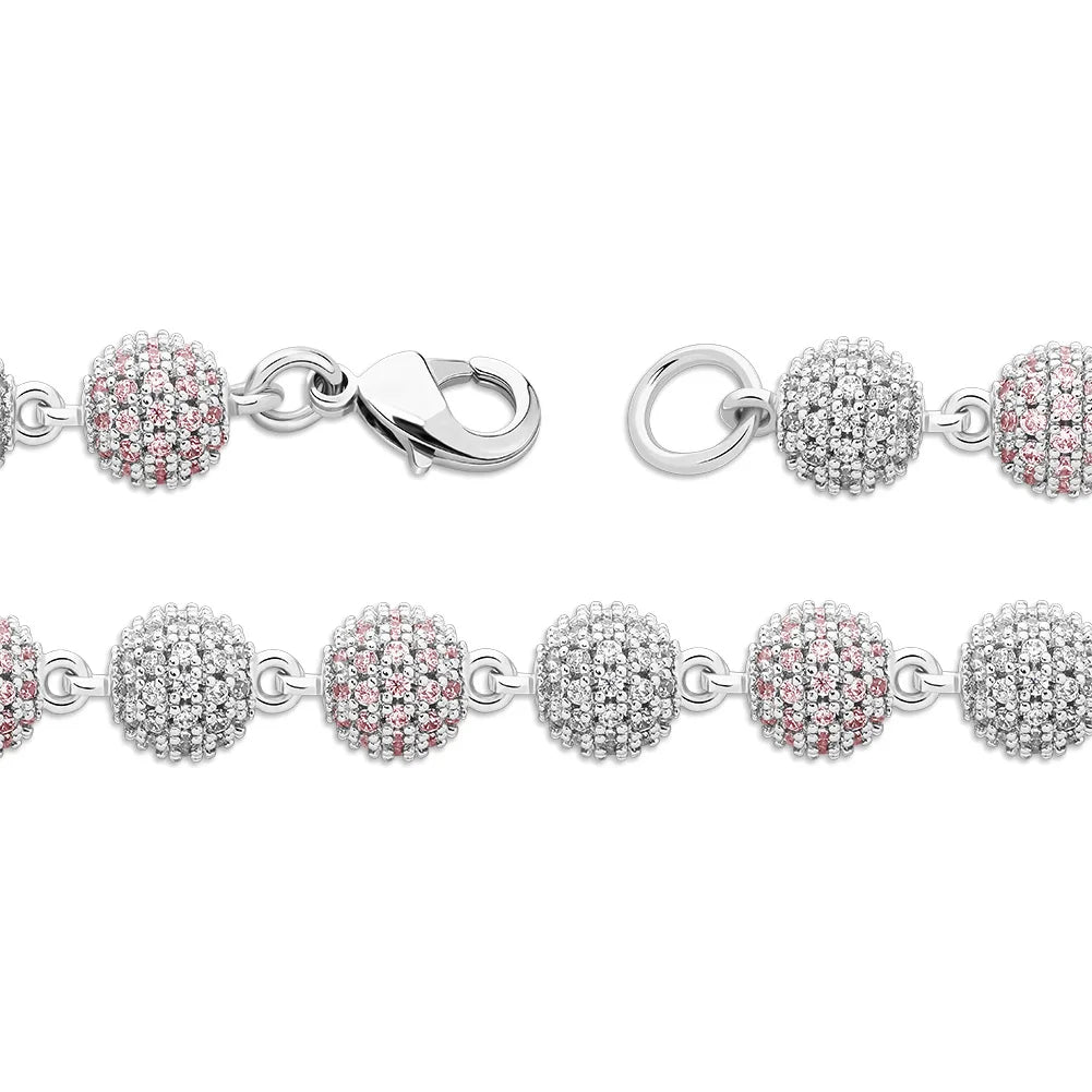 TOPGRILLZ 6mm8mm Big Round Ball Bracelet with Pearl Hip Hop Bracelet Iced Out CZ Gold Color Bracelet Punk Bling Jewelry For Gift