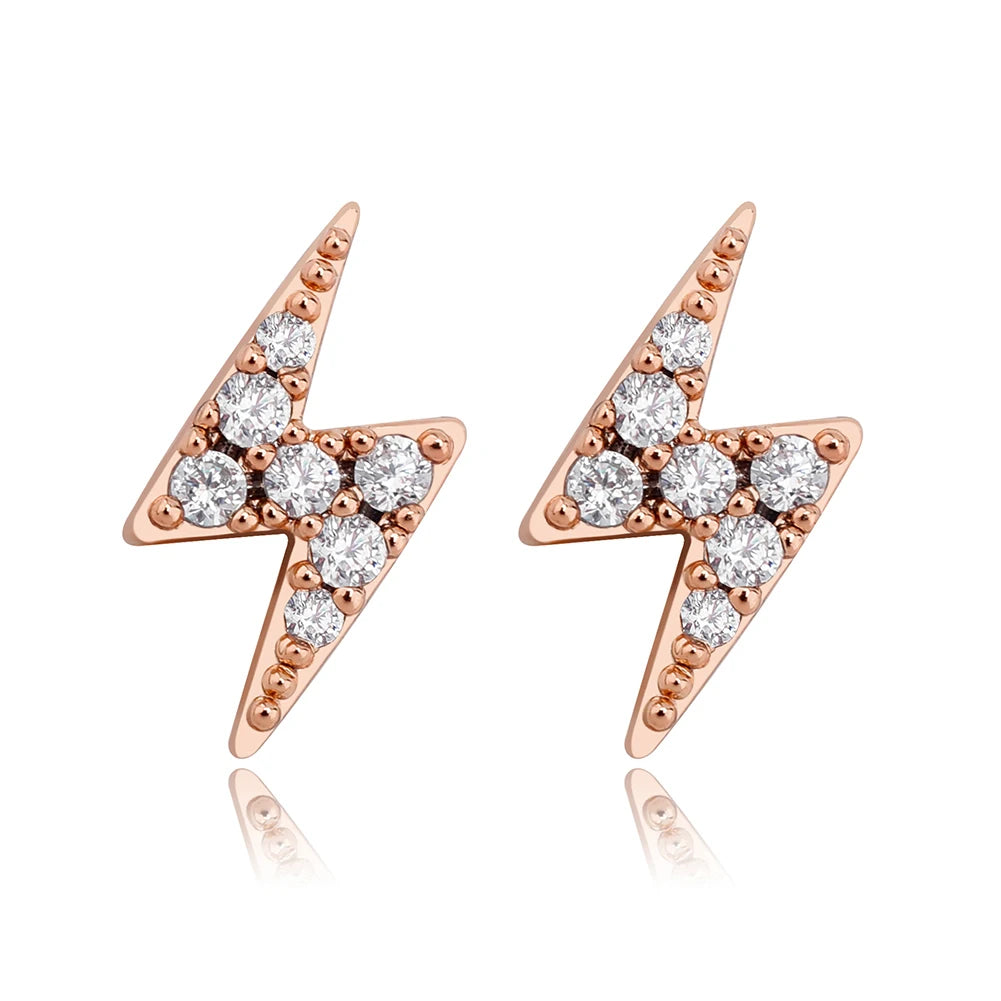 TOPGRILLZ 925 Silver Delicate Women lightning Ear Stud Tiny Cubic Zirconia Earring Hip Hop Women Sterling Silver Jewelry Gift
