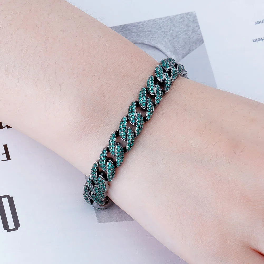 TOPGRILLZ 10mm Bracelet 6 Colors Iced Micro Pave Cubic Zirconia Bracelet Hip Hop Rock Fashion Jewelry Women For Gift 7inch 8inch