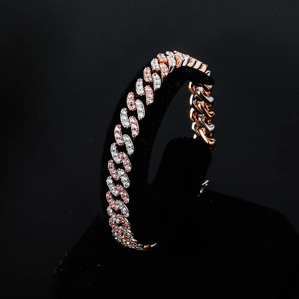 TOPGRILLZ New 8mm Fashion Miami Cuban Bracelet Full Iced Out Cubic Zirconia Bracelet Hip Hop Rapper Jewelry Ladies Bracelet Gift