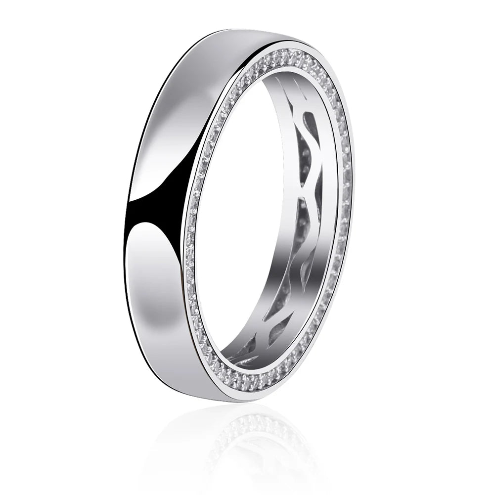 TOPGRILLZ Couple Rings 4mm/6mm 925 Sterling Silver Rings Top Brand Fine Jewelry High Quality Ice Out Bling Round Pattern Ring