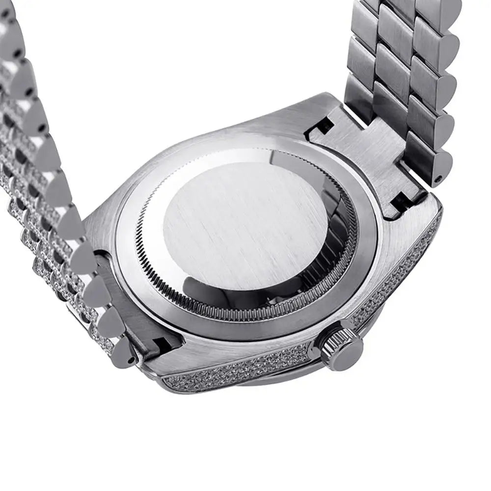 TOPGRILLZ Iced Presidential Mens Watch Luxury 18K White Gold stainless steel  Watch with zirconia