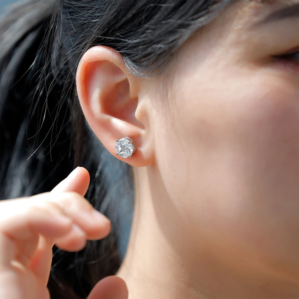 TOPGRILLZ New Round Stud Earrings Iced Prong Setting Cubic Zirconia Earrings For Women 2021 Classic Jewelry For Birthday Gift