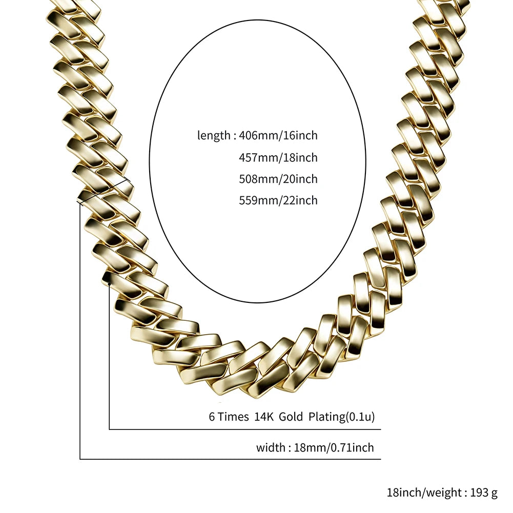 TOPGRILLZ 18MM Cuban Chain Miami Prong Link Chain Glossy High Quality Copper With New Spring Clasp Hip Hop Jewelry For Men
