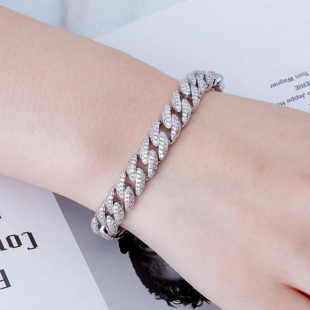 TOPGRILLZ 10mm Bracelet 6 Colors Iced Micro Pave Cubic Zirconia Bracelet Hip Hop Rock Fashion Jewelry Women For Gift 7inch 8inch