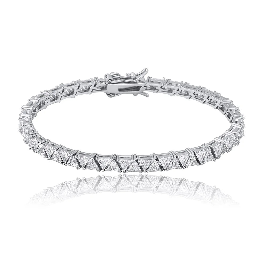 TOPGRILLZ 5mm Tennis Chain Bracelet High Quality Triangular Iced Out Cubic Zirconia Hip Hop Charm Fashion Jewelry For Women