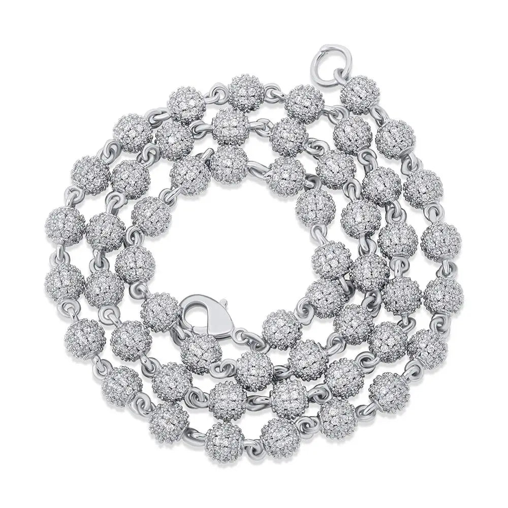TOPGRILLZ 6mm8mm Iced Ball  Chain Choker Necklace Hip Hop Charm Necklace Iced Out Cubic Zirconia  Hip Hop Bling Jewelry For Gift