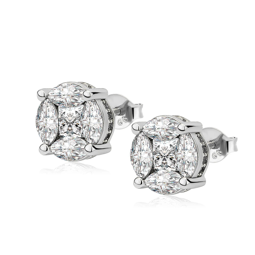 TOPGRILLZ New Round Stud Earrings Iced Prong Setting Cubic Zirconia Earrings For Women 2021 Classic Jewelry For Birthday Gift
