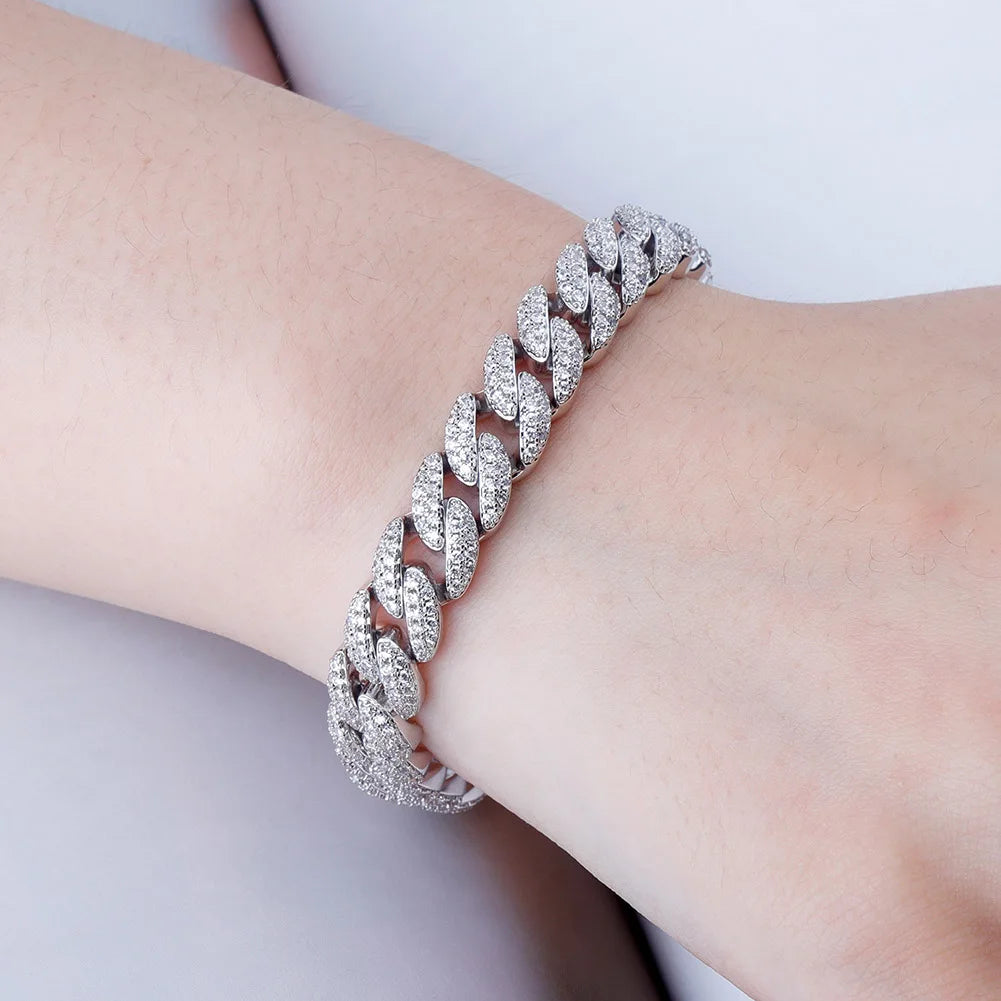 TOPGRILLZ 10mm Bracelet 6 Colors Iced Micro Pave Cubic Zirconia Bracelet Hip Hop Rock Fashion Jewelry Women For Gift 7inch 8inch