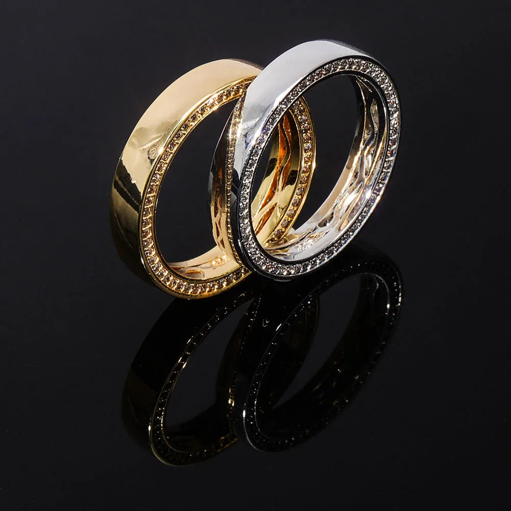 TOPGRILLZ Couple Rings 4mm/6mm 925 Sterling Silver Rings Top Brand Fine Jewelry High Quality Ice Out Bling Round Pattern Ring