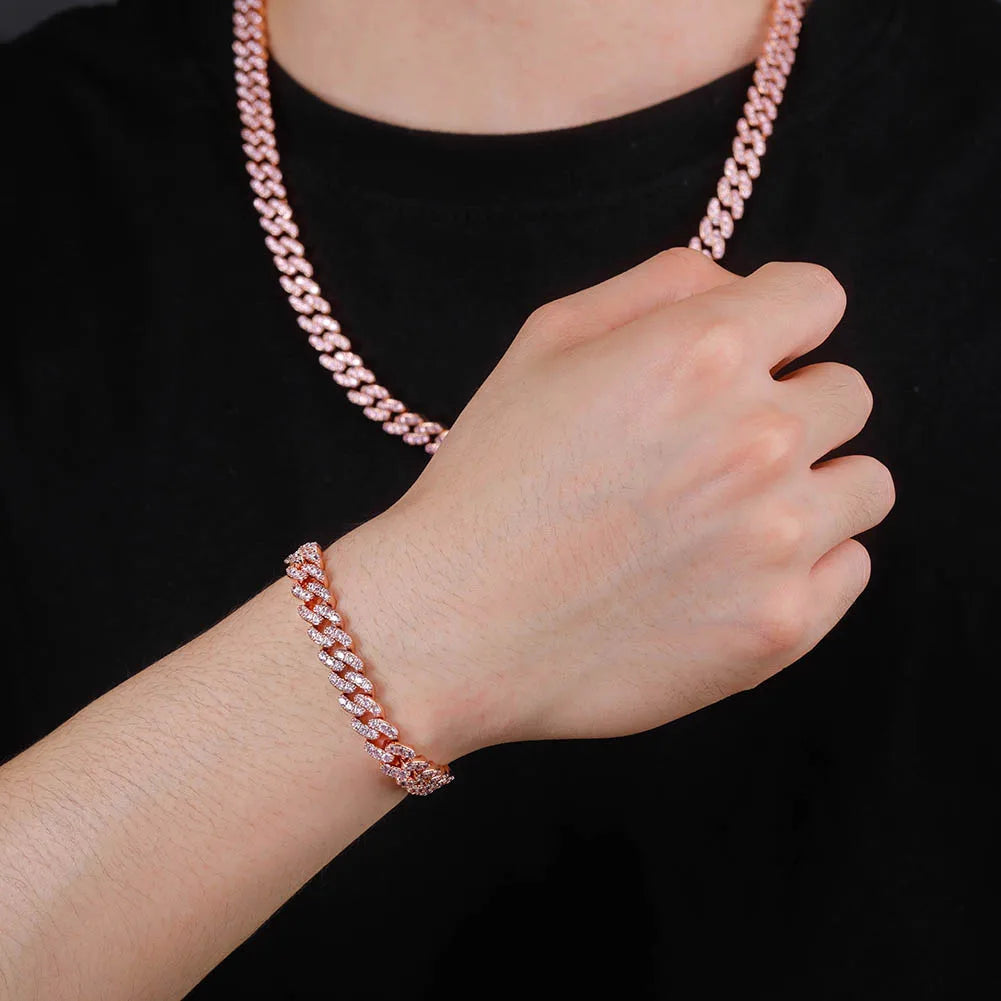 TOPGRILLZ New 8mm Fashion Miami Cuban Bracelet Full Iced Out Cubic Zirconia Bracelet Hip Hop Rapper Jewelry Ladies Bracelet Gift