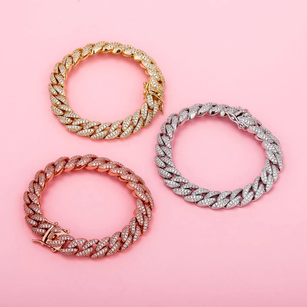 TOPGRILLZ 10mm Bracelet 6 Colors Iced Micro Pave Cubic Zirconia Bracelet Hip Hop Rock Fashion Jewelry Women For Gift 7inch 8inch