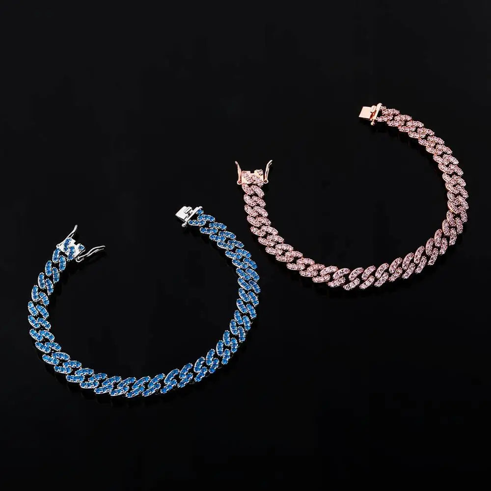 TOPGRILLZ New 8mm Fashion Miami Cuban Bracelet Full Iced Out Cubic Zirconia Bracelet Hip Hop Rapper Jewelry Ladies Bracelet Gift