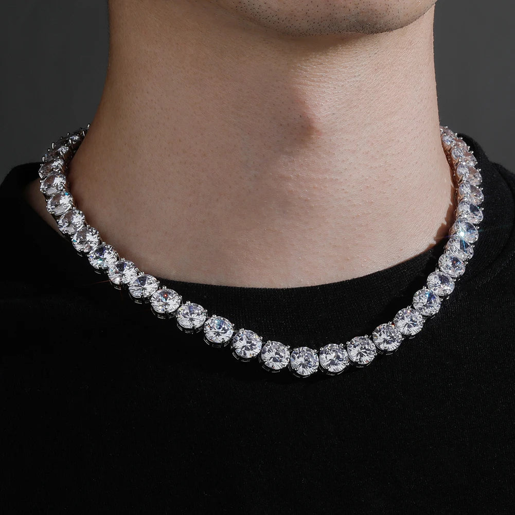 TOPGRILLZ New 10 mm Tennis Chain Necklace With New Spring Clasp Iced Out Cubic Zirconia Hip Hop Rockers Jewelry For Men