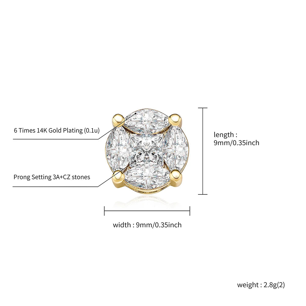 TOPGRILLZ New Round Stud Earrings Iced Prong Setting Cubic Zirconia Earrings For Women 2021 Classic Jewelry For Birthday Gift