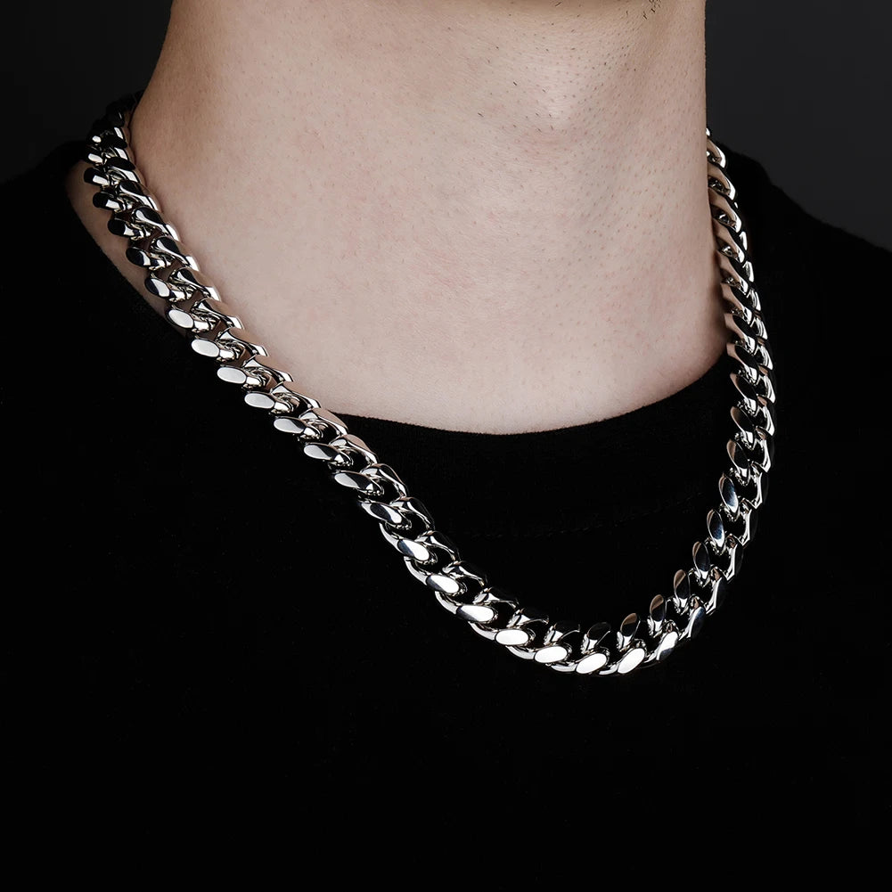 TOPGRILLZ 2021 New 12mm Miami Cuban Chain Gold Silver Color With Spring Ring Clasps Hip Hop Jewelry For Gift