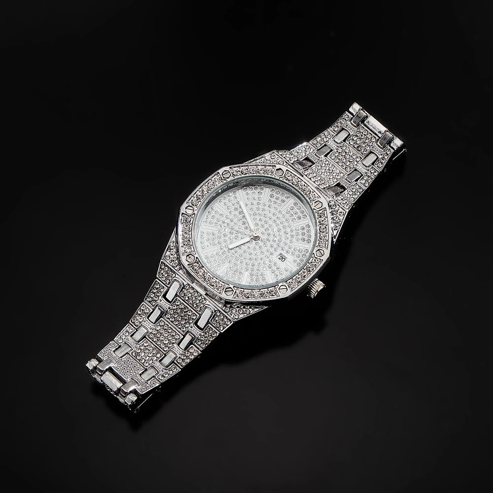 TOPGRILLZ Luxury Brand ICED OUT Watch Quartz Gold HIP HOP Wrist Watches With Micropave CZ Stainless Steel Wristband