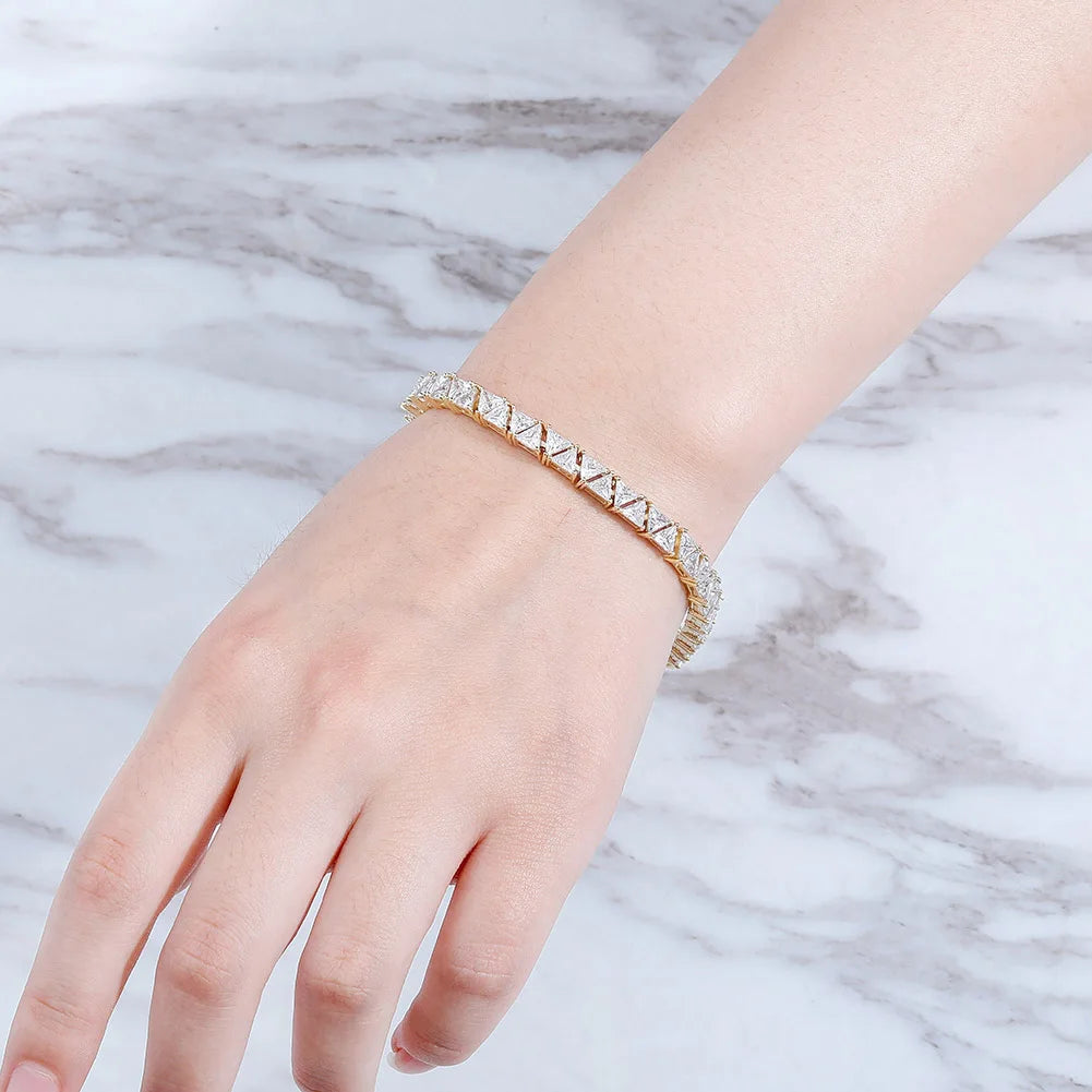 TOPGRILLZ 5mm Tennis Chain Bracelet High Quality Triangular Iced Out Cubic Zirconia Hip Hop Charm Fashion Jewelry For Women