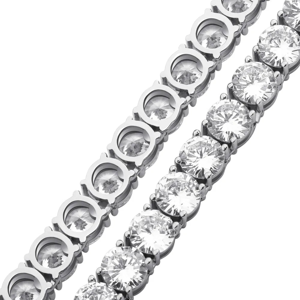 TOPGRILLZ 3MM-6MM Spring buckle Iced Out Full Cubic Zircon 1 Row Tennis Chain Necklace Gold Silver Color Hip Hop Jewelry