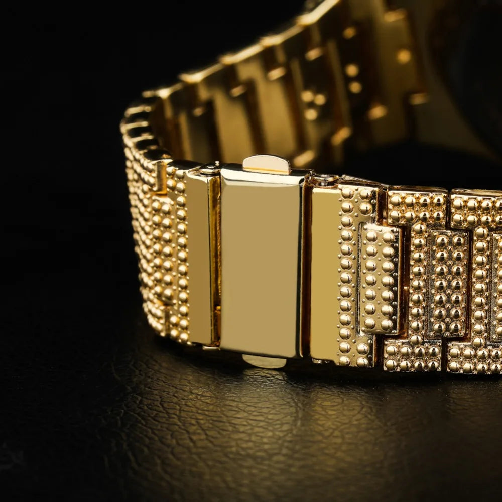 TOPGRILLZ Brand Iced Watch Quartz Gold Color HIP HOP Watches With Micropave CZ Stainless Steel Watch Clock relogio