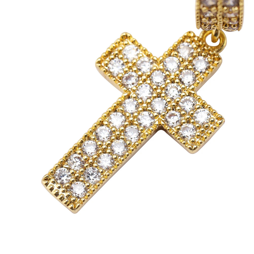 TOPGRILLZ Cubic Zirconia Bling Iced Cross Earring Gold Silver Color Copper Material Earrings for Men Women Hip Hop Rock Jewelry