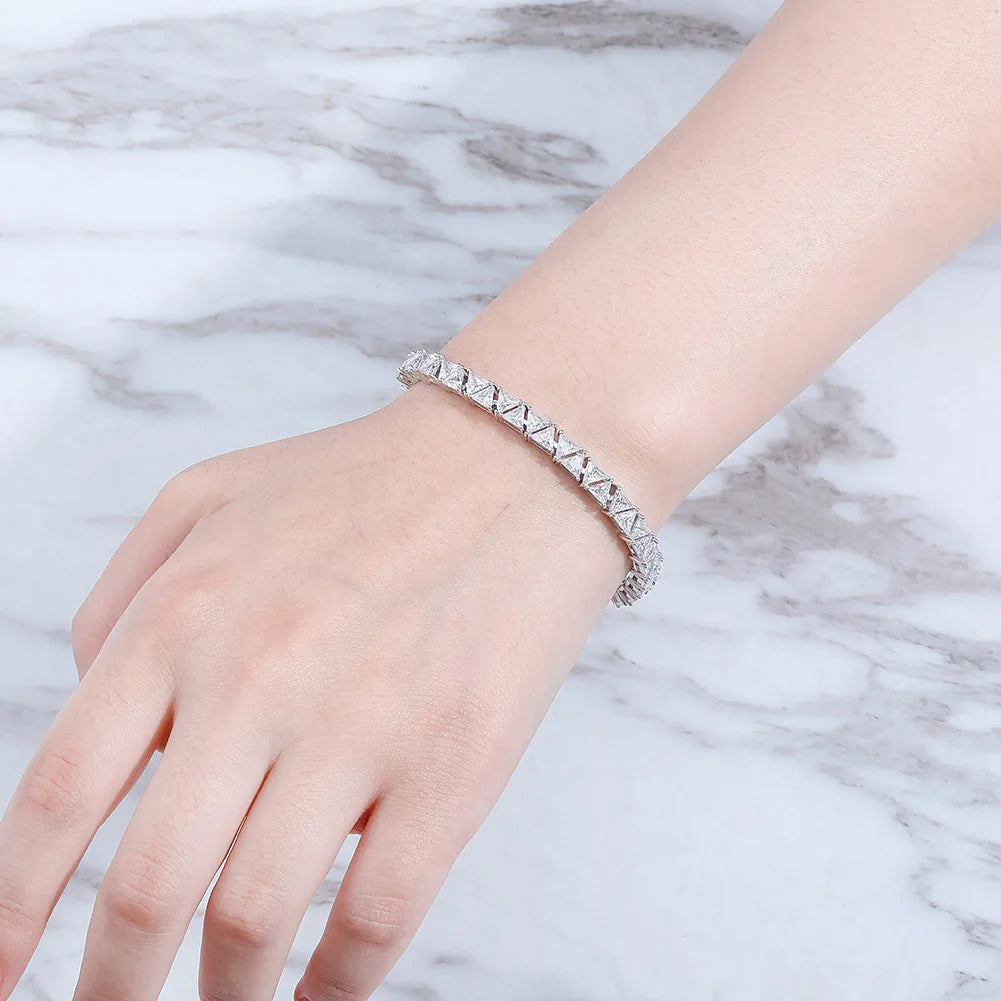 TOPGRILLZ 5mm Tennis Chain Bracelet High Quality Triangular Iced Out Cubic Zirconia Hip Hop Charm Fashion Jewelry For Women