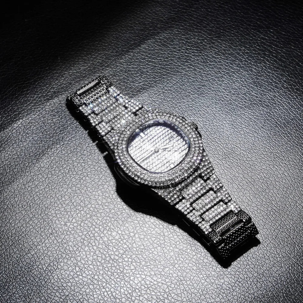 TOPGRILLZ Brand Iced Watch Quartz Gold Color HIP HOP Watches With Micropave CZ Stainless Steel Watch Clock relogio