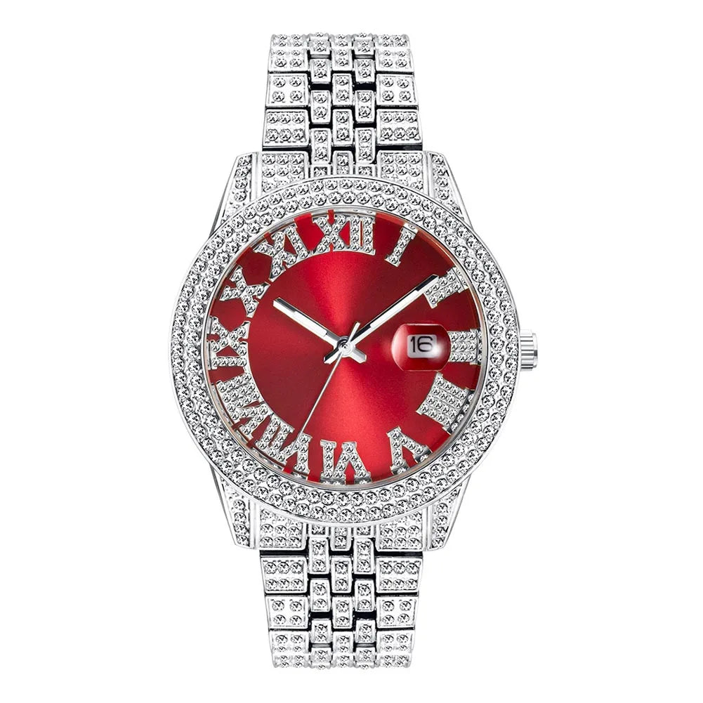 TOPGRILLZ 2021 Luxury Watch High Quality Top Brand Luxury Rhinestones Bracelet Stainless Steel Quartz Wristwatch Business Clock