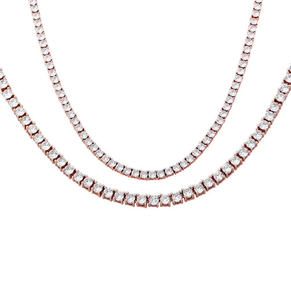 TOPGRILLZ 3MM-6MM Spring buckle Iced Out Full Cubic Zircon 1 Row Tennis Chain Necklace Gold Silver Color Hip Hop Jewelry