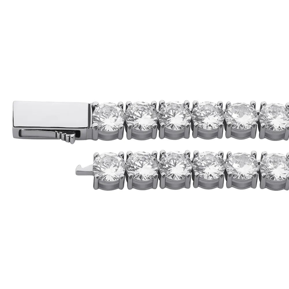 TOPGRILLZ 3MM-6MM Spring buckle Iced Out Full Cubic Zircon 1 Row Tennis Chain Necklace Gold Silver Color Hip Hop Jewelry