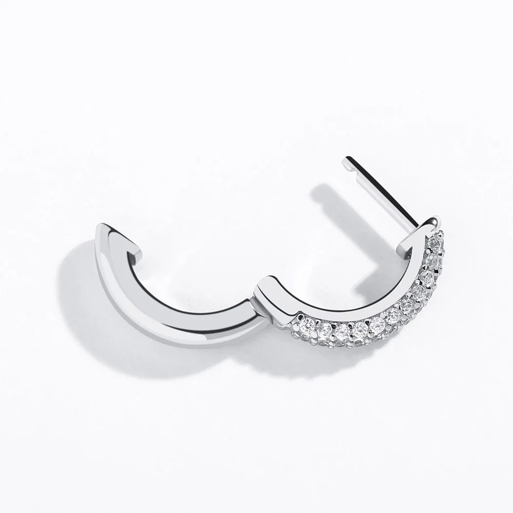 TOPGRILLZ 925 Sterling Silver 14mm Round Earring Iced Micro Pave Cubic Zirconia Earrings Hip Hop Fashion Jewelry Gift For Women