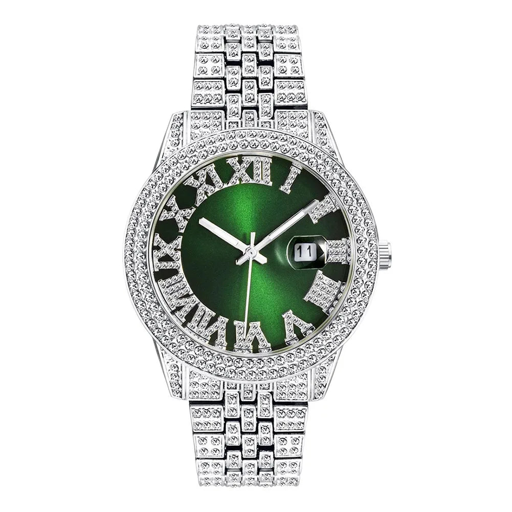 TOPGRILLZ 2021 Luxury Watch High Quality Top Brand Luxury Rhinestones Bracelet Stainless Steel Quartz Wristwatch Business Clock