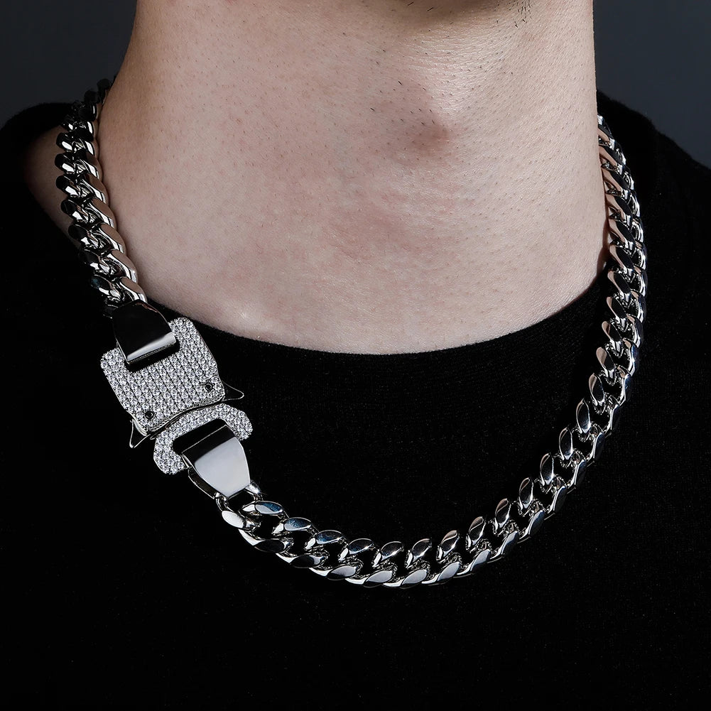 TOPGRILLZ 2021 New 12mm Miami Cuban Chain Gold Silver Color With Spring Ring Clasps Hip Hop Jewelry For Gift