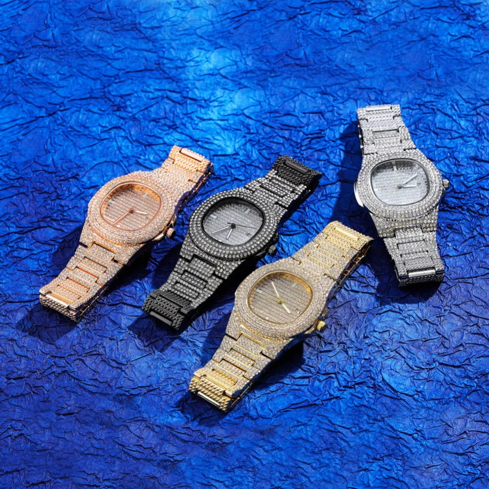 TOPGRILLZ Brand Iced Watch Quartz Gold Color HIP HOP Watches With Micropave CZ Stainless Steel Watch Clock relogio