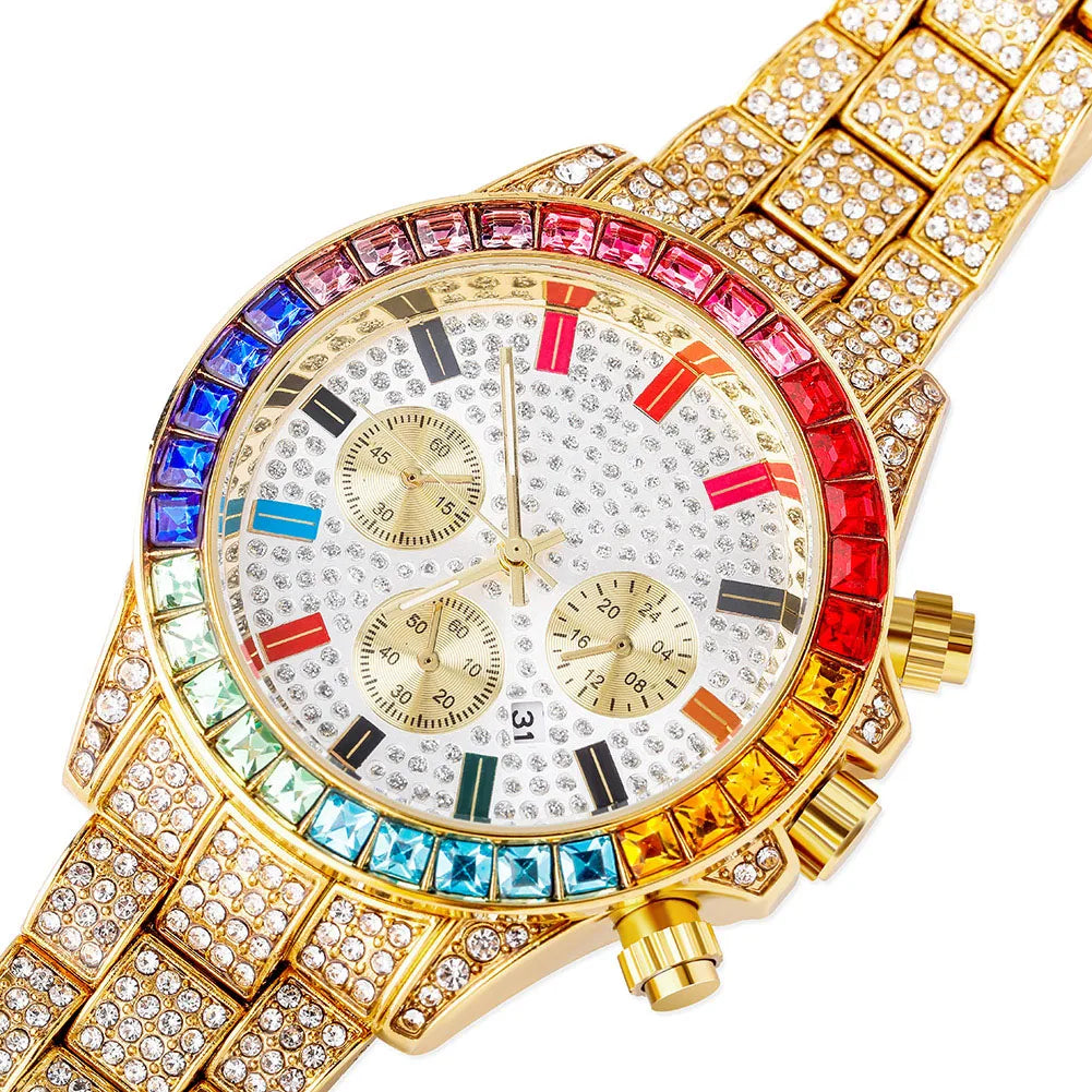 TOPGRILLZ 2020 New Watches Quartz HIP HOP Watches With Micro Pave Iced Out Cubic Zirconia Stainless Steel Watches Clock relogio