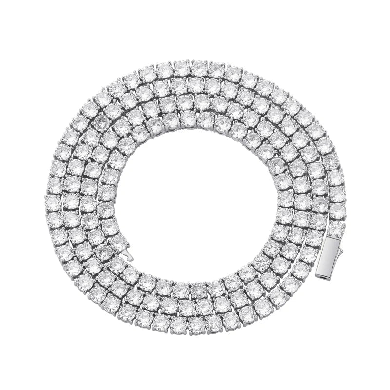 TOPGRILLZ 3MM-6MM Spring buckle Iced Out Full Cubic Zircon 1 Row Tennis Chain Necklace Gold Silver Color Hip Hop Jewelry