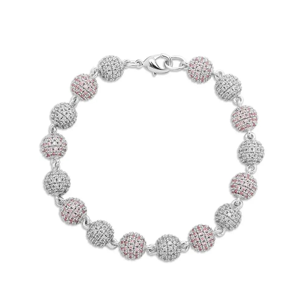TOPGRILLZ 6mm8mm Big Round Ball Bracelet with Pearl Hip Hop Bracelet Iced Out CZ Gold Color Bracelet Punk Bling Jewelry For Gift
