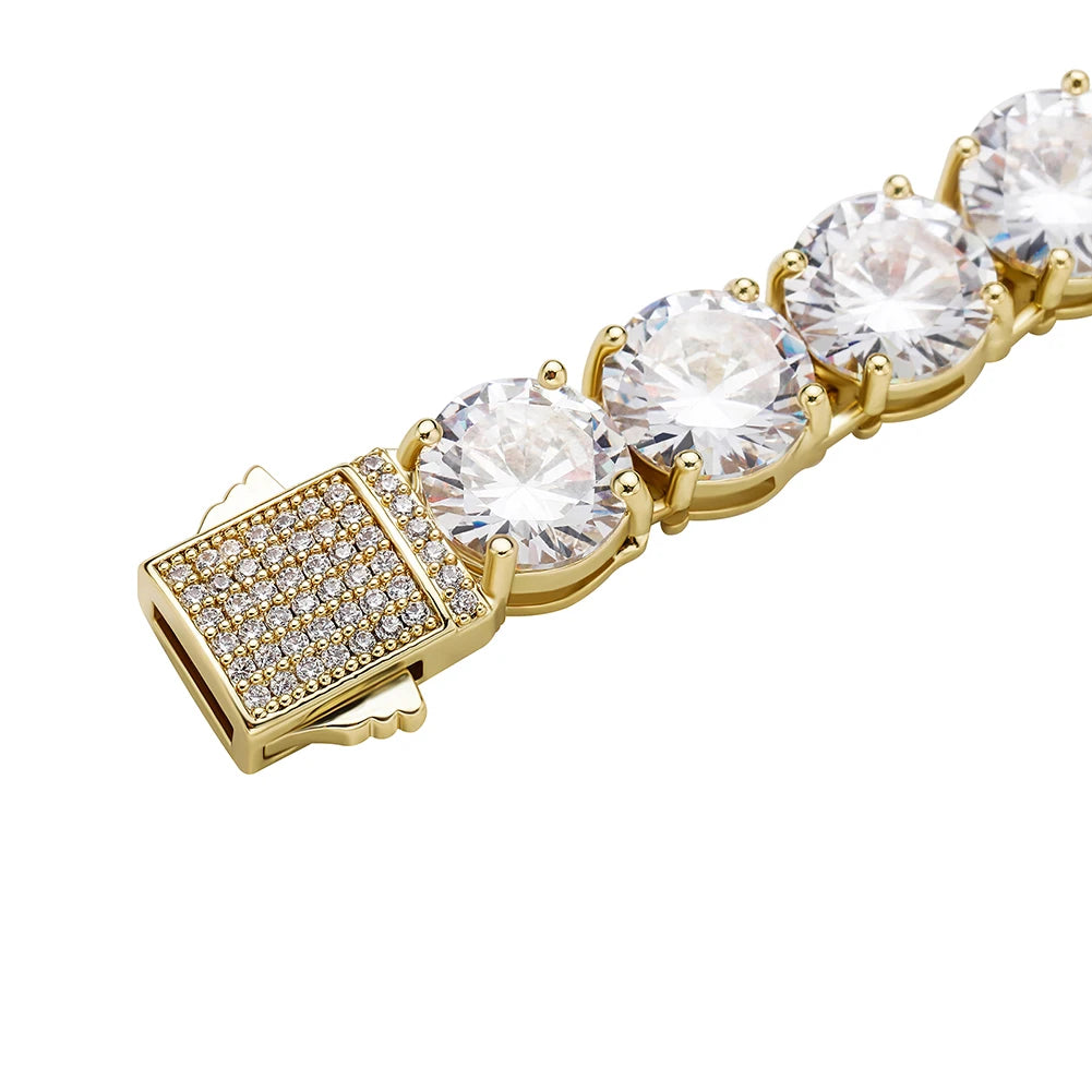 TOPGRILLZ New 10 mm Tennis Chain Necklace With New Spring Clasp Iced Out Cubic Zirconia Hip Hop Rockers Jewelry For Men