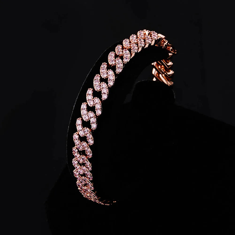 TOPGRILLZ New 8mm Fashion Miami Cuban Bracelet Full Iced Out Cubic Zirconia Bracelet Hip Hop Rapper Jewelry Ladies Bracelet Gift
