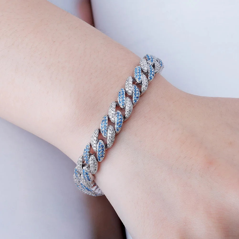 TOPGRILLZ 10mm Bracelet 6 Colors Iced Micro Pave Cubic Zirconia Bracelet Hip Hop Rock Fashion Jewelry Women For Gift 7inch 8inch
