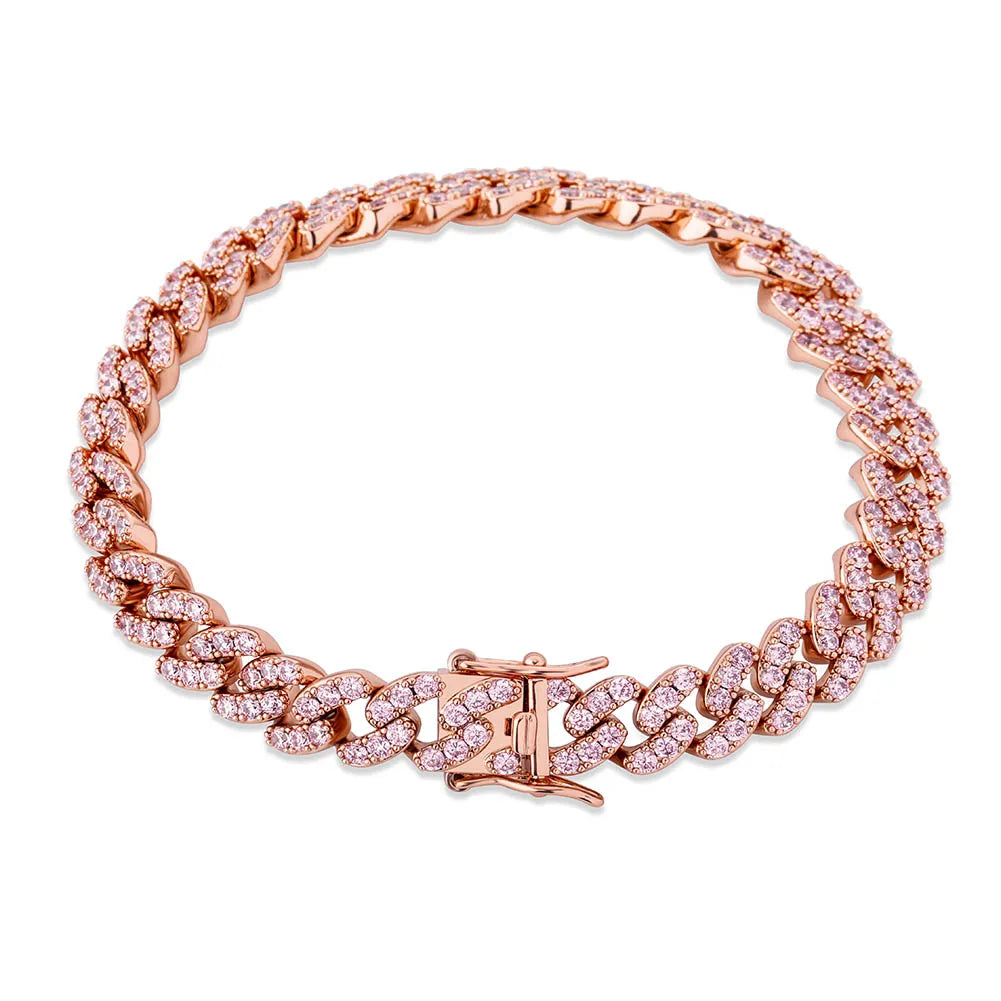 TOPGRILLZ New 8mm Fashion Miami Cuban Bracelet Full Iced Out Cubic Zirconia Bracelet Hip Hop Rapper Jewelry Ladies Bracelet Gift