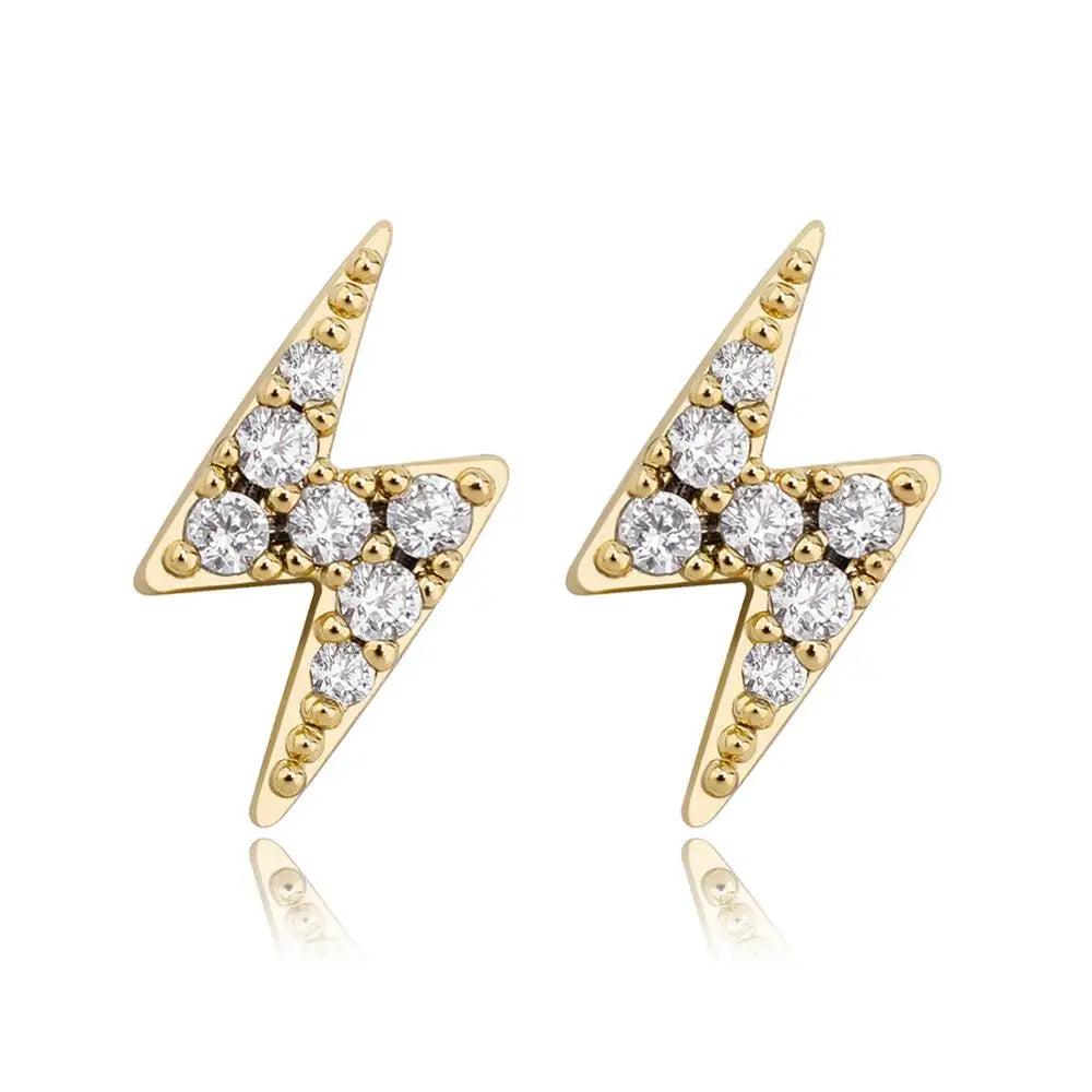 TOPGRILLZ 925 Silver Delicate Women lightning Ear Stud Tiny Cubic Zirconia Earring Hip Hop Women Sterling Silver Jewelry Gift