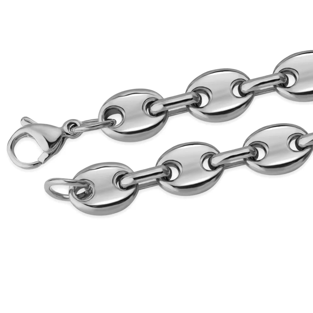TOPGRILLZ 8mm Solid Back Cuban Link Gold Silver Color Men's Hip Hop Bracelets Personality Stainless Steel Jewelry