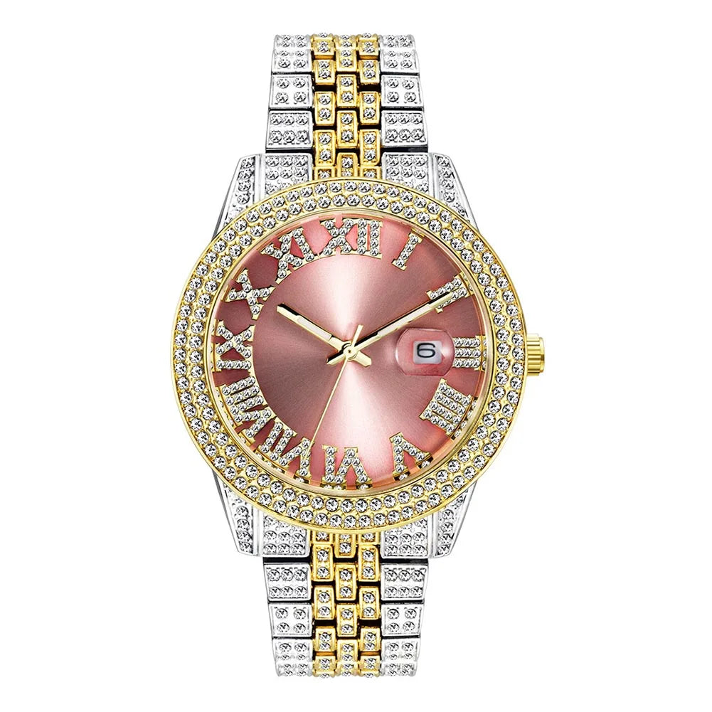 TOPGRILLZ 2021 Luxury Watch High Quality Top Brand Luxury Rhinestones Bracelet Stainless Steel Quartz Wristwatch Business Clock