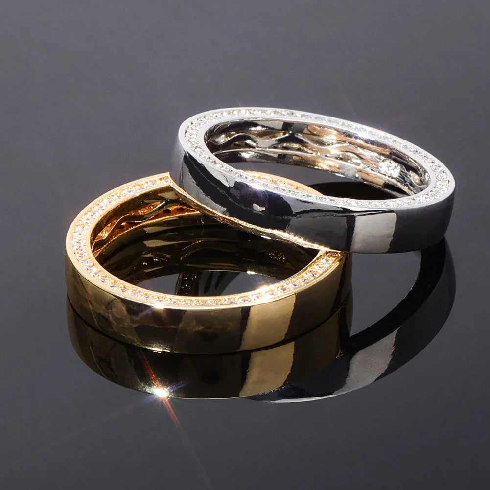 TOPGRILLZ Couple Rings 4mm/6mm 925 Sterling Silver Rings Top Brand Fine Jewelry High Quality Ice Out Bling Round Pattern Ring